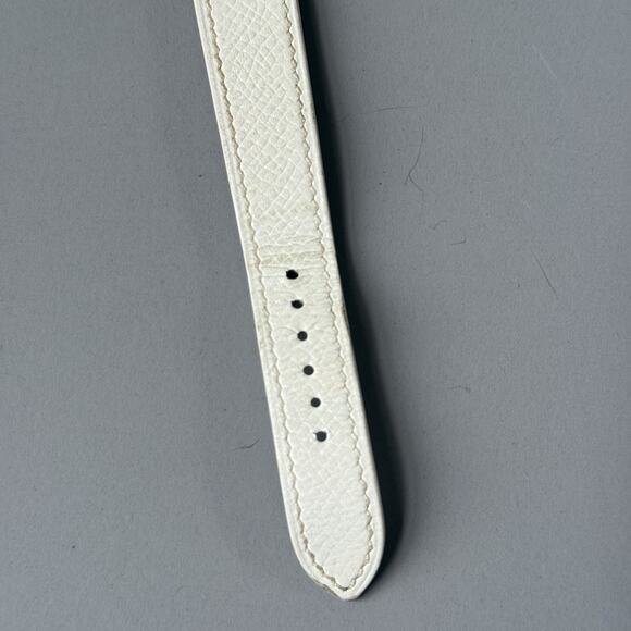 Hermes Heure H Watch 25mm Small Model Gold Epsom White Leather Working main image 6